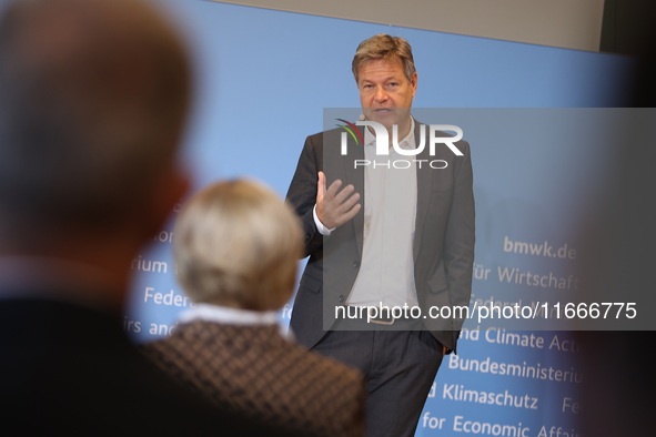 Economics Minister and Vice Chancellor Robert Habeck attends the handover of the first climate protection contracts at the Federal Ministry...