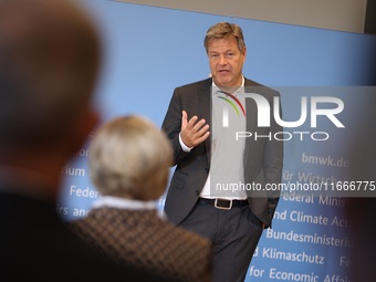 Economics Minister and Vice Chancellor Robert Habeck attends the handover of the first climate protection contracts at the Federal Ministry...