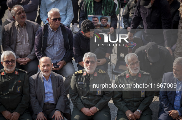 Brigadier General Esmail Qaani, Commander of the Quds Force of the Islamic Revolutionary Guard Corps, attends a funeral ceremony for General...