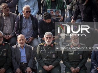 Brigadier General Esmail Qaani, Commander of the Quds Force of the Islamic Revolutionary Guard Corps, attends a funeral ceremony for General...