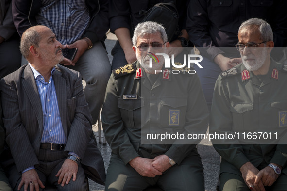 Brigadier General Esmail Qaani, Commander of the Quds Force of the Islamic Revolutionary Guard Corps, attends a funeral ceremony for General...