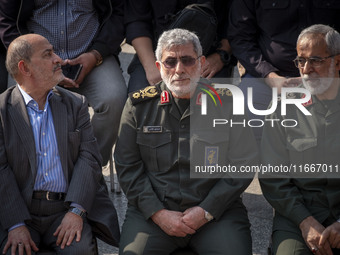 Brigadier General Esmail Qaani, Commander of the Quds Force of the Islamic Revolutionary Guard Corps, attends a funeral ceremony for General...