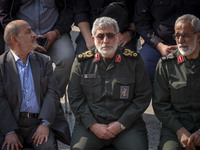 Brigadier General Esmail Qaani, Commander of the Quds Force of the Islamic Revolutionary Guard Corps, attends a funeral ceremony for General...