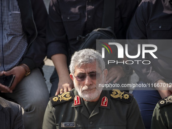 Brigadier General Esmail Qaani, Commander of the Quds Force of the Islamic Revolutionary Guard Corps, attends a funeral ceremony for General...