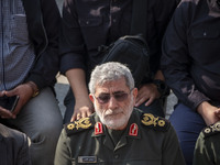 Brigadier General Esmail Qaani, Commander of the Quds Force of the Islamic Revolutionary Guard Corps, attends a funeral ceremony for General...