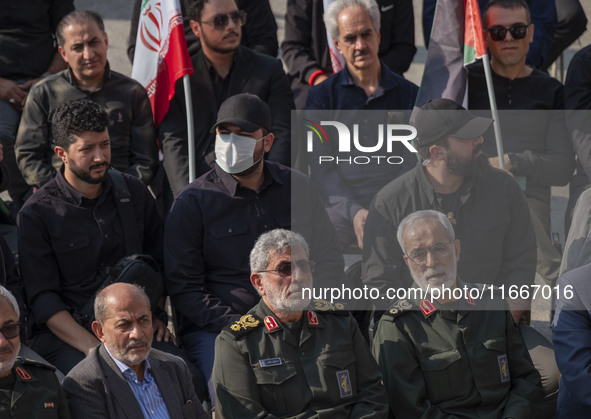 Brigadier General Esmail Qaani, Commander of the Quds Force of the Islamic Revolutionary Guard Corps, attends a funeral ceremony for General...