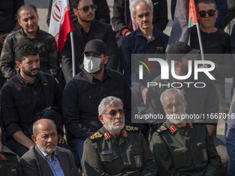 Brigadier General Esmail Qaani, Commander of the Quds Force of the Islamic Revolutionary Guard Corps, attends a funeral ceremony for General...