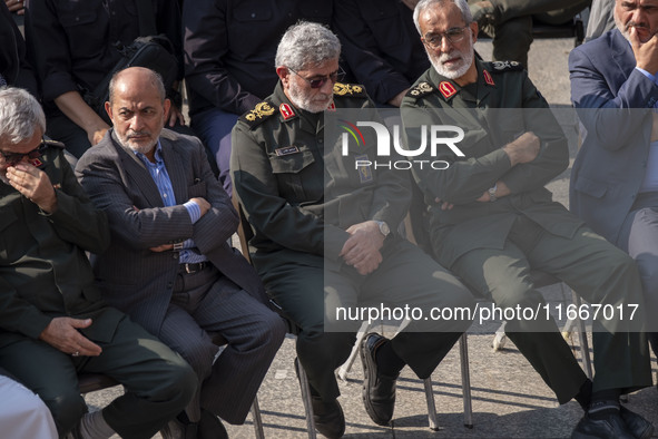 Brigadier General Esmail Qaani, Commander of the Quds Force of the Islamic Revolutionary Guard Corps, attends a funeral ceremony for General...