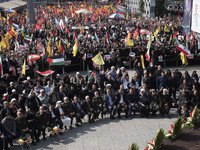 Brigadier General Esmail Qaani, Commander of the Quds Force of the Islamic Revolutionary Guard Corps, attends a funeral ceremony for General...