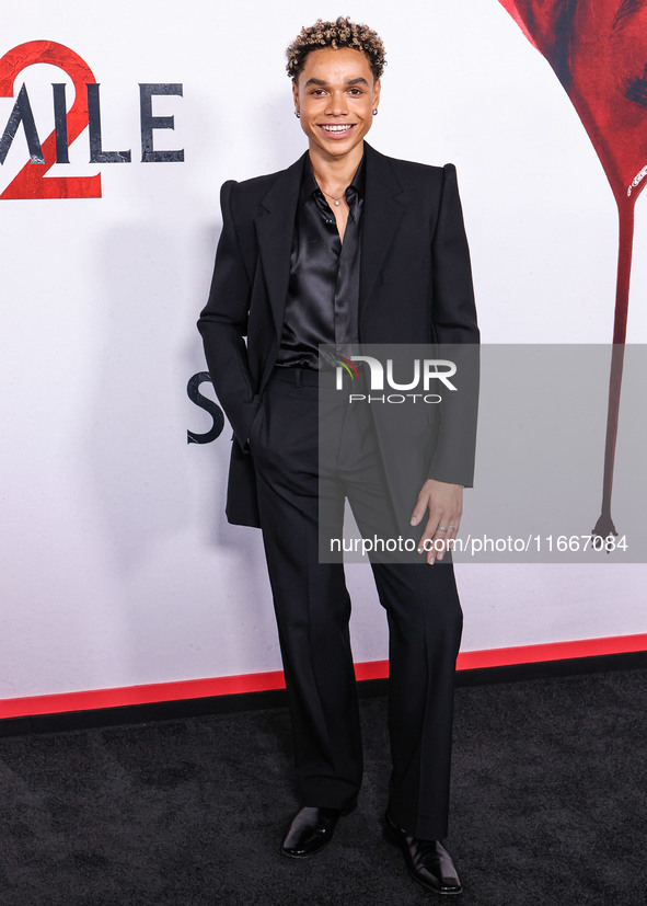 Miles Gutierrez-Riley arrives at the Global Premiere Of Paramount Pictures' 'Smile 2' held at Paramount Pictures Studios on October 14, 2024...