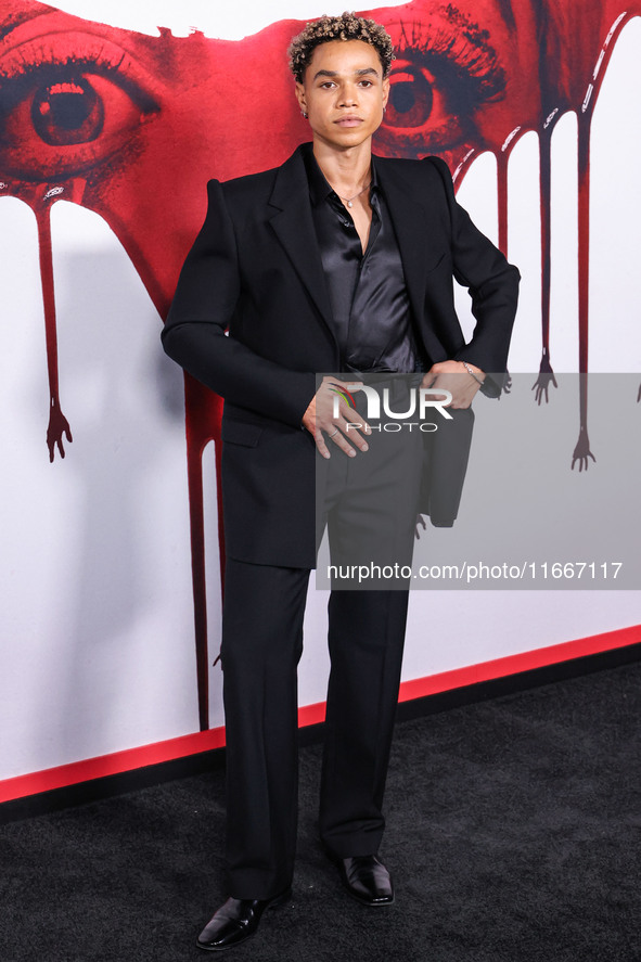 Miles Gutierrez-Riley arrives at the Global Premiere Of Paramount Pictures' 'Smile 2' held at Paramount Pictures Studios on October 14, 2024...