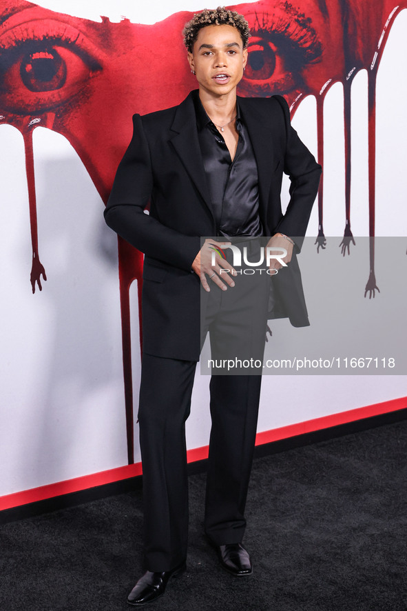 Miles Gutierrez-Riley arrives at the Global Premiere Of Paramount Pictures' 'Smile 2' held at Paramount Pictures Studios on October 14, 2024...