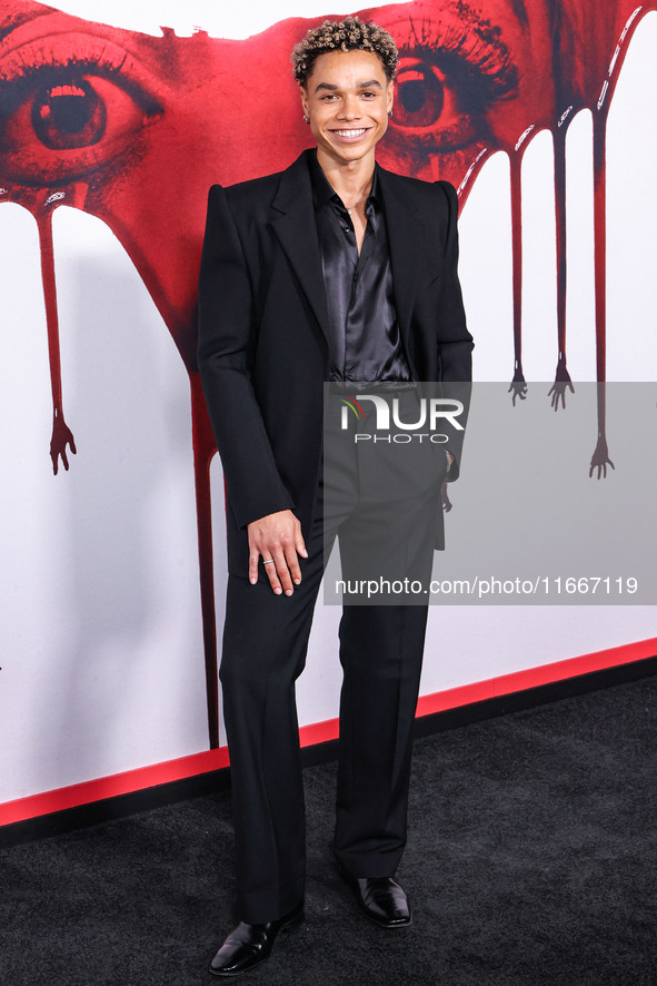 Miles Gutierrez-Riley arrives at the Global Premiere Of Paramount Pictures' 'Smile 2' held at Paramount Pictures Studios on October 14, 2024...