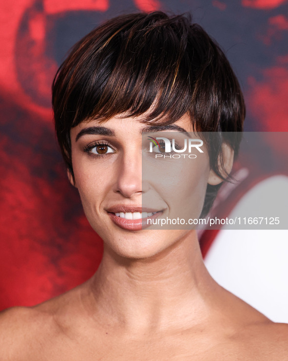 Naomi Scott arrives at the Global Premiere Of Paramount Pictures' 'Smile 2' held at Paramount Pictures Studios on October 14, 2024 in Hollyw...