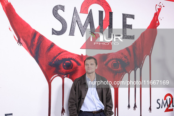 Ray Nicholson arrives at the Global Premiere Of Paramount Pictures' 'Smile 2' held at Paramount Pictures Studios on October 14, 2024 in Holl...