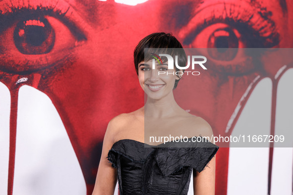 Naomi Scott arrives at the Global Premiere Of Paramount Pictures' 'Smile 2' held at Paramount Pictures Studios on October 14, 2024 in Hollyw...