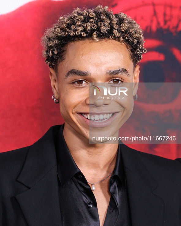 Miles Gutierrez-Riley arrives at the Global Premiere Of Paramount Pictures' 'Smile 2' held at Paramount Pictures Studios on October 14, 2024...