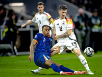 Netherlands midfielder Ryan Gravenberch and Germany midfielder Angelo Stiller play during the match between Germany and the Netherlands at t...