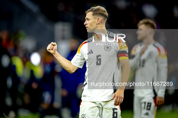 Germany defender Joshua Kimmich celebrates the victory after the game during the match between Germany and the Netherlands at the Allianz Ar...