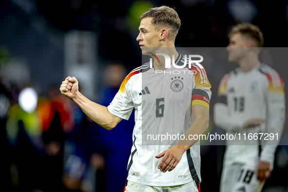 Germany defender Joshua Kimmich celebrates the victory after the game during the match between Germany and the Netherlands at the Allianz Ar...