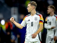 Germany defender Joshua Kimmich celebrates the victory after the game during the match between Germany and the Netherlands at the Allianz Ar...