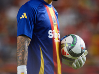 David Raya of Spain looks on before the UEFA Nations League 2024/25 League A Group A4 game between Spain and Denmark at Enrique Roca stadium...