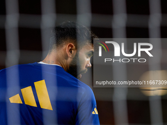 David Raya of Spain looks on before the UEFA Nations League 2024/25 League A Group A4 game between Spain and Denmark at Enrique Roca stadium...