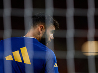 David Raya of Spain looks on before the UEFA Nations League 2024/25 League A Group A4 game between Spain and Denmark at Enrique Roca stadium...