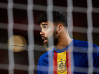 David Raya of Spain looks on before the UEFA Nations League 2024/25 League A Group A4 game between Spain and Denmark at Enrique Roca stadium...