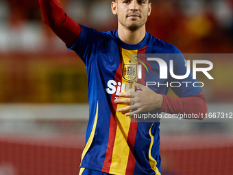 Alvaro Morata of Spain waves his hand to the crowd before the UEFA Nations League 2024/25 League A Group A4 game between Spain and Denmark a...