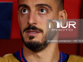 Joselu of Spain looks on before the UEFA Nations League 2024/25 League A Group A4 game between Spain and Denmark at Enrique Roca Stadium in...