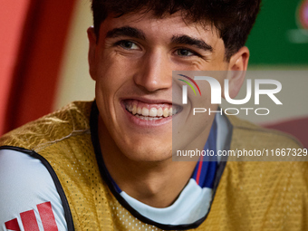 Pau Cubarsi of Spain smiles before the UEFA Nations League 2024/25 League A Group A4 game between Spain and Denmark at Enrique Roca Stadium...