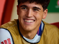 Pau Cubarsi of Spain smiles before the UEFA Nations League 2024/25 League A Group A4 game between Spain and Denmark at Enrique Roca Stadium...