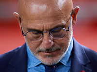 Luis de la Fuente, head coach of Spain, looks on prior to the UEFA Nations League 2024/25 League A Group A4 game between Spain and Denmark a...