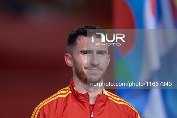 Aymeric Laporte of Spain looks on before the UEFA Nations League 2024/25 League A Group A4 game between Spain and Denmark at Enrique Roca st...