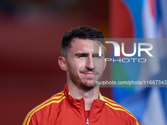 Aymeric Laporte of Spain looks on before the UEFA Nations League 2024/25 League A Group A4 game between Spain and Denmark at Enrique Roca st...