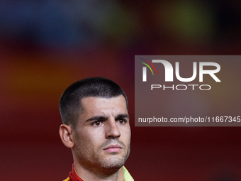 Alvaro Morata of Spain looks on before the UEFA Nations League 2024/25 League A Group A4 game between Spain and Denmark at Enrique Roca Stad...