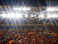 A general view of the inside of the stadium prior to the UEFA Nations League 2024/25 League A Group A4 game between Spain and Denmark at Enr...