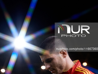 Alvaro Morata of Spain looks on before the UEFA Nations League 2024/25 League A Group A4 game between Spain and Denmark at Enrique Roca Stad...