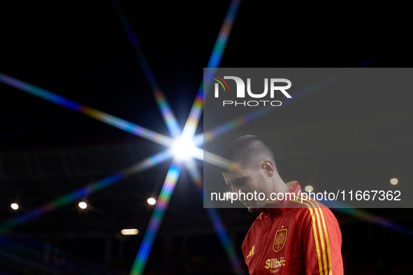 Alvaro Morata of Spain looks on before the UEFA Nations League 2024/25 League A Group A4 game between Spain and Denmark at Enrique Roca stad...