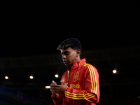 Lamine Yamal of Spain looks on before the UEFA Nations League 2024/25 League A Group A4 game between Spain and Denmark at Enrique Roca stadi...