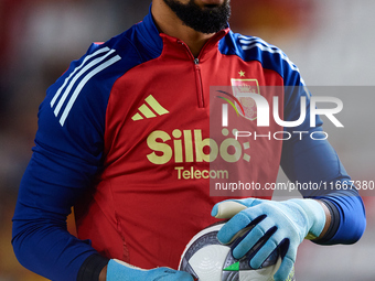 Robert Sanchez of Spain looks on before the UEFA Nations League 2024/25 League A Group A4 game between Spain and Denmark at Enrique Roca sta...