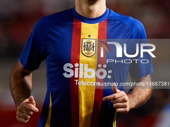 Mikel Oyarzabal of Spain looks on before the UEFA Nations League 2024/25 League A Group A4 game between Spain and Denmark at Enrique Roca st...