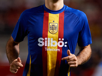 Mikel Oyarzabal of Spain looks on before the UEFA Nations League 2024/25 League A Group A4 game between Spain and Denmark at Enrique Roca st...