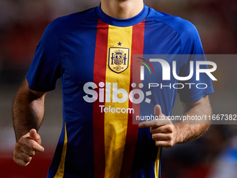 Mikel Oyarzabal of Spain looks on before the UEFA Nations League 2024/25 League A Group A4 game between Spain and Denmark at Enrique Roca st...