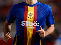 Mikel Oyarzabal of Spain looks on before the UEFA Nations League 2024/25 League A Group A4 game between Spain and Denmark at Enrique Roca st...