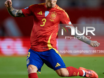 Alejandro Grimaldo of Spain is in action during the UEFA Nations League 2024/25 League A Group A4 game between Spain and Denmark at Enrique...