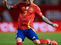 Alejandro Grimaldo of Spain is in action during the UEFA Nations League 2024/25 League A Group A4 game between Spain and Denmark at Enrique...