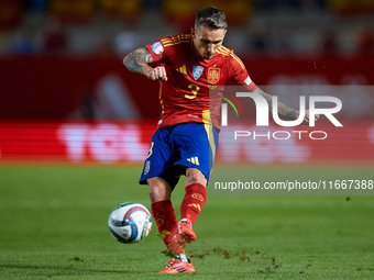 Alejandro Grimaldo of Spain is in action during the UEFA Nations League 2024/25 League A Group A4 game between Spain and Denmark at Enrique...