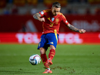 Alejandro Grimaldo of Spain is in action during the UEFA Nations League 2024/25 League A Group A4 game between Spain and Denmark at Enrique...